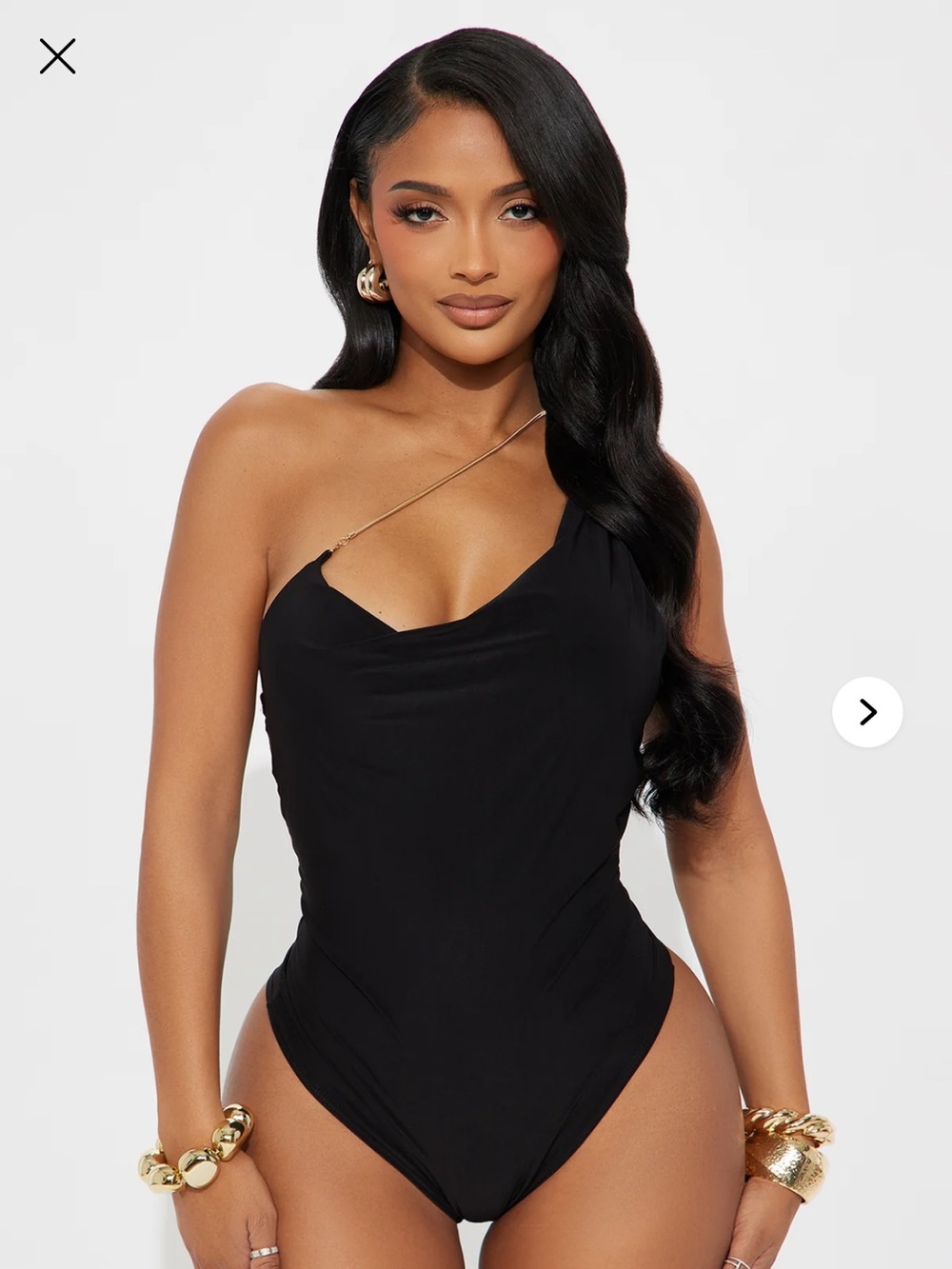 One Shoulder Bodysuit with Chain